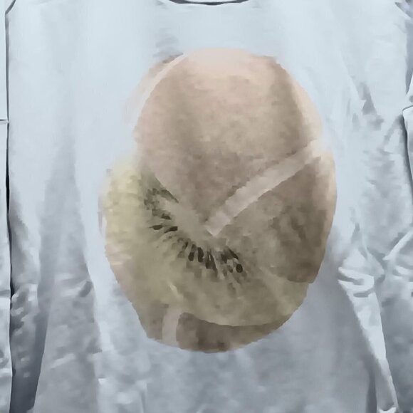 Adidas Women's Size Large Light blue Graphic Print Crewneck Sweatshirt Kiwi Logo - Picture 4 of 8